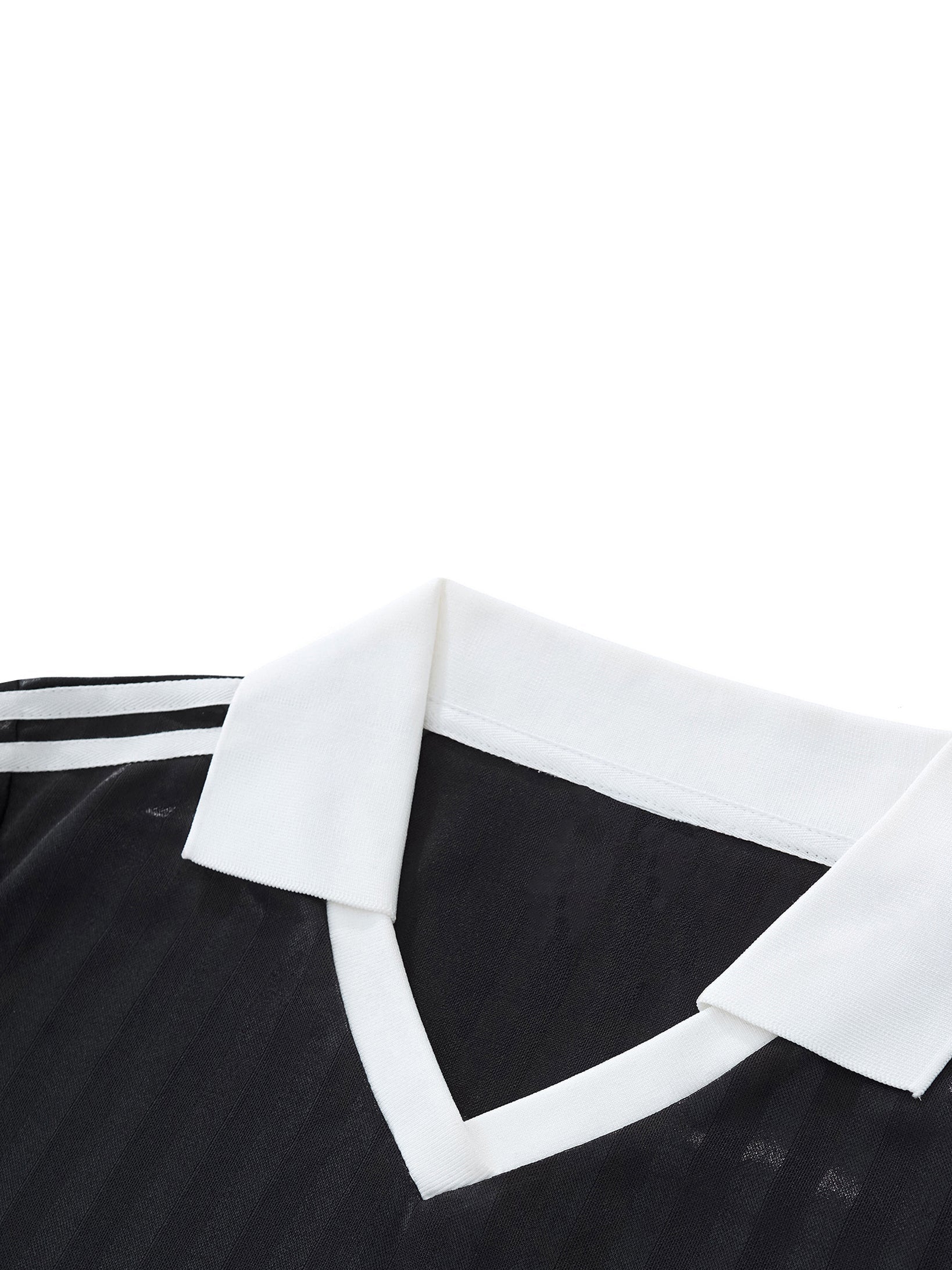 Contrast Collar Striped Cropped Jersey