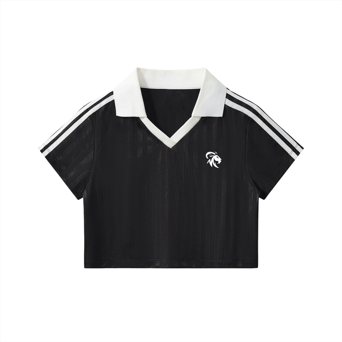 Contrast Collar Striped Cropped Jersey