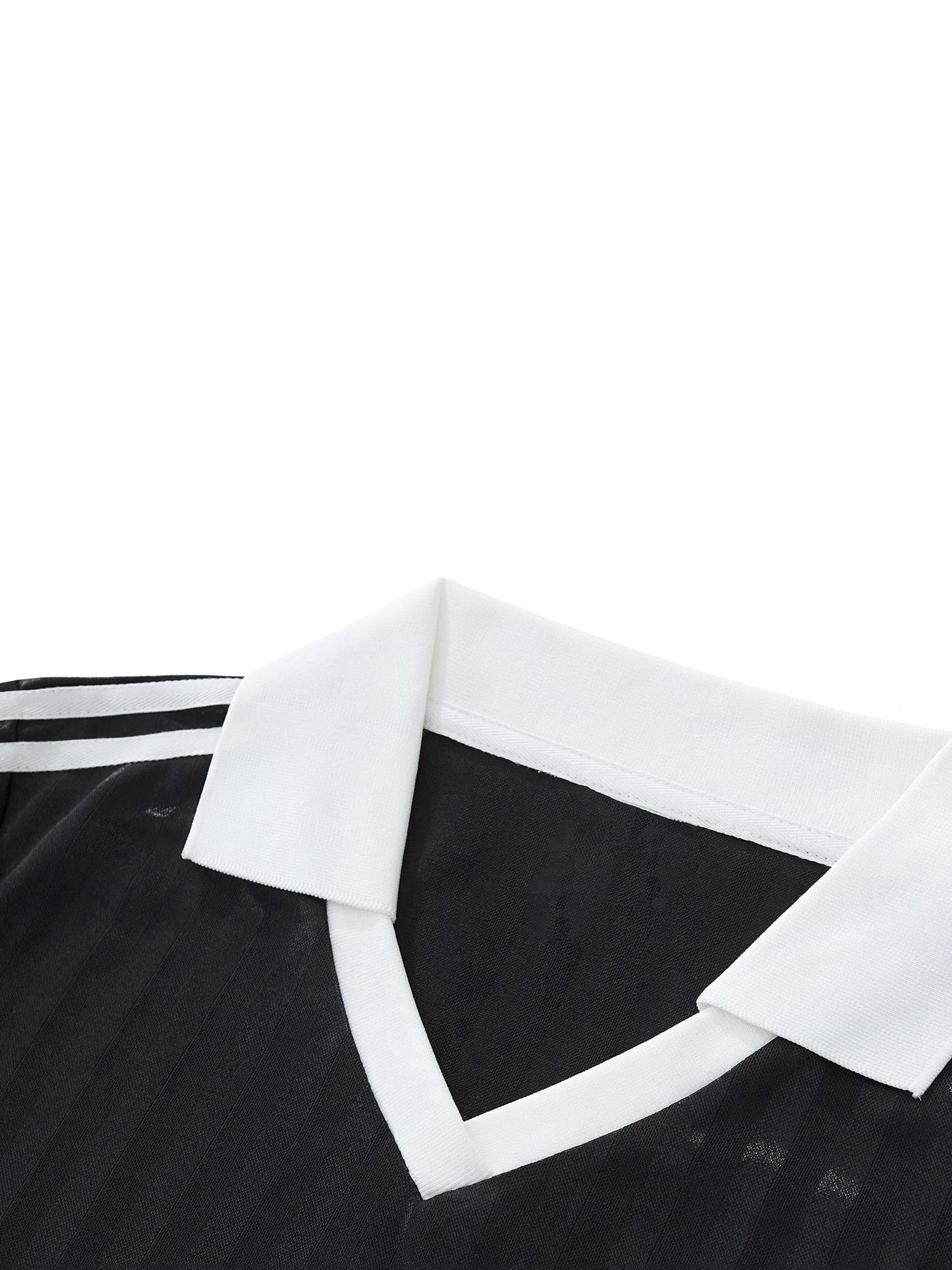 Contrast Collar Striped Cropped Jersey